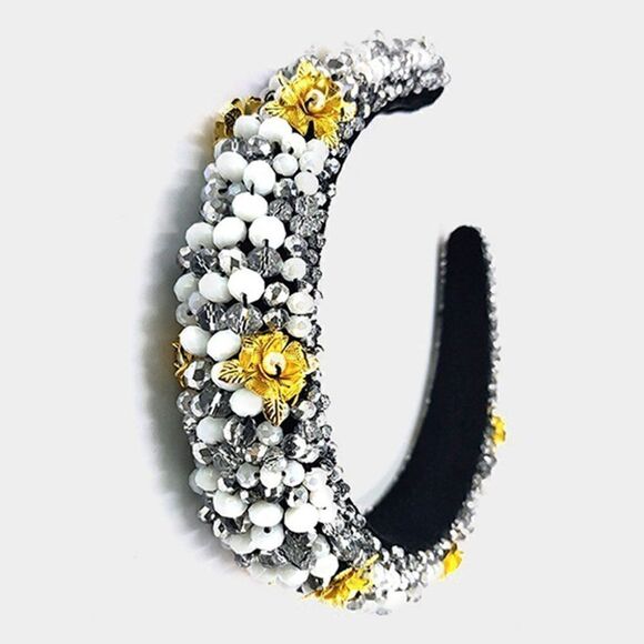 Faceted Beaded Flower Detail Headband - Picture 8 of 12